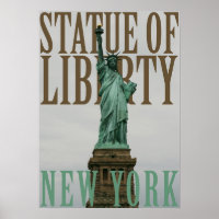 Affiche Voyage Vintage New York City Etats-Unis, Manhattan, Statue  Liberté