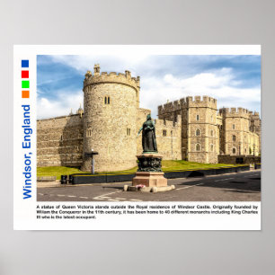 Affiche Statue de la reine Victoria à l'extérieur, Château