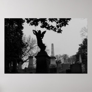 Affiche Statue de l'ange noir et blanc