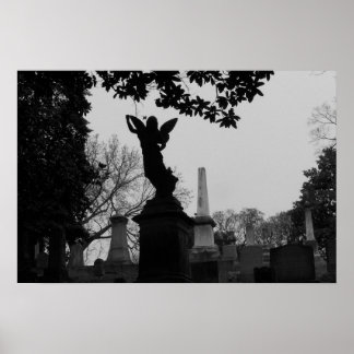 Affiche Statue de l'ange noir et blanc