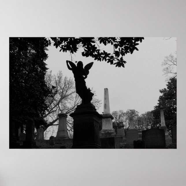 Affiche Statue de l'ange noir et blanc (Devant)