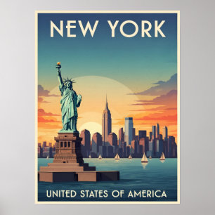 Affiche statue de liberté vintage de la ville de New York