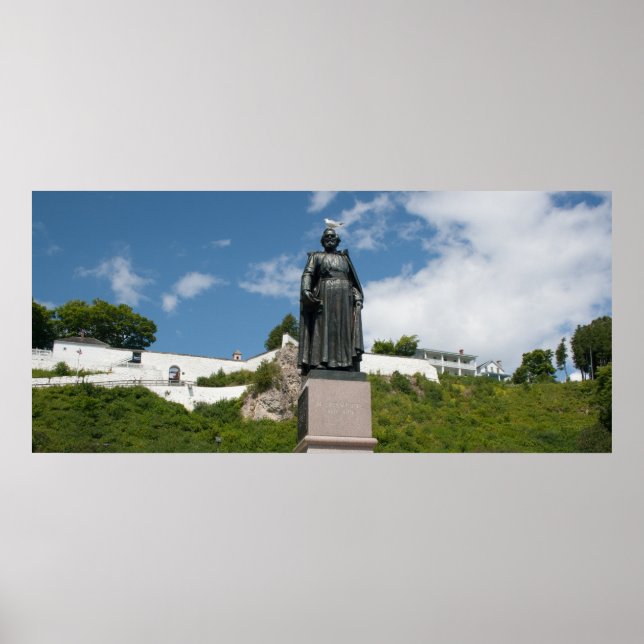 Affiche Statue de Marquette, île Mackinac, Michigan (Devant)