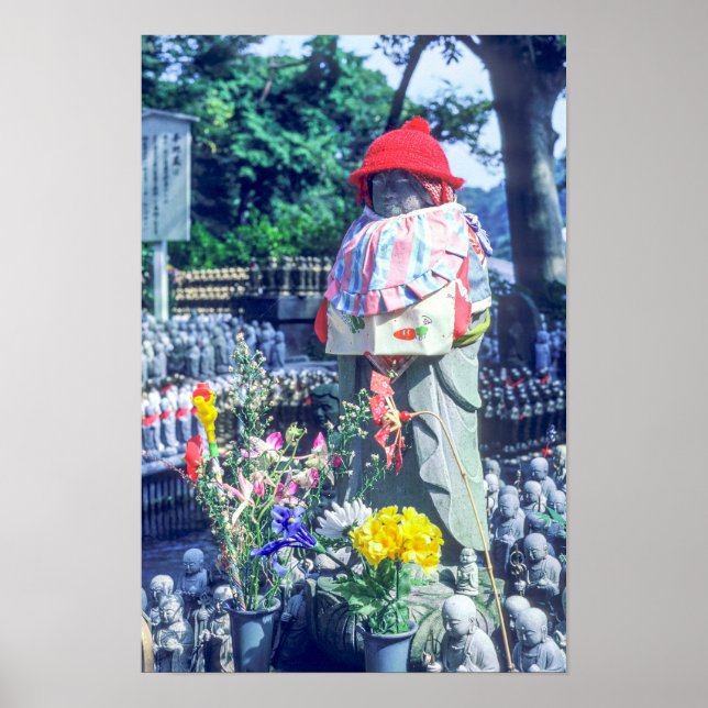 Affiche Statue de moine Jizo avec bib et casquette (Devant)