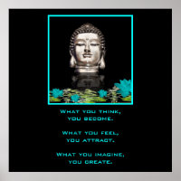 Statue de tête Bouddha Argent avec Citation Inspir