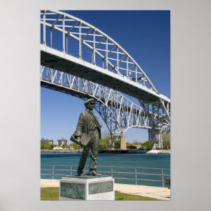 Affiche Statue de Thomas Edison de l'artiste local Mino