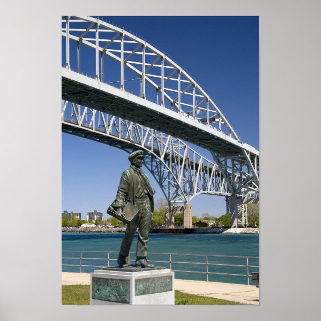 Affiche Statue de Thomas Edison de l'artiste local Mino (Devant)