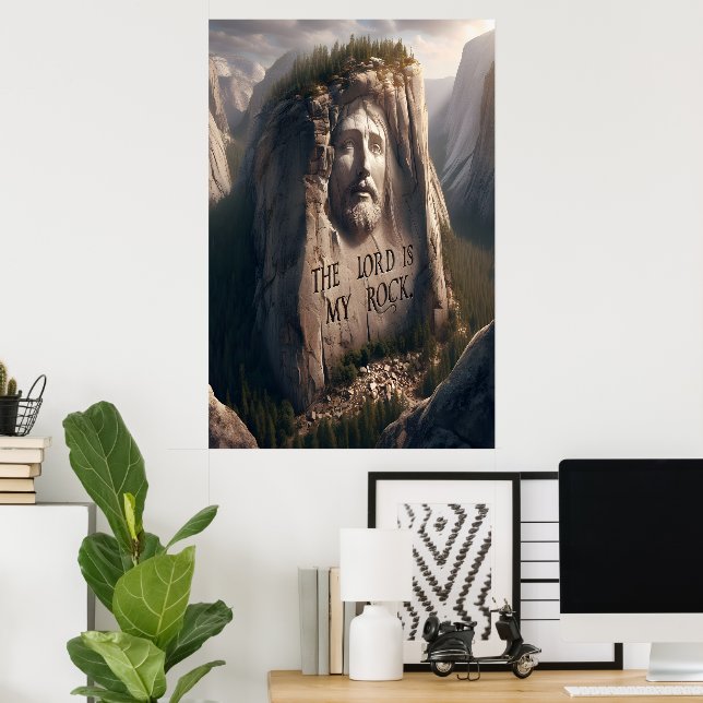 Affiche Statue Divine : Le Seigneur Est Mon Rocher (Bureau à domicile)
