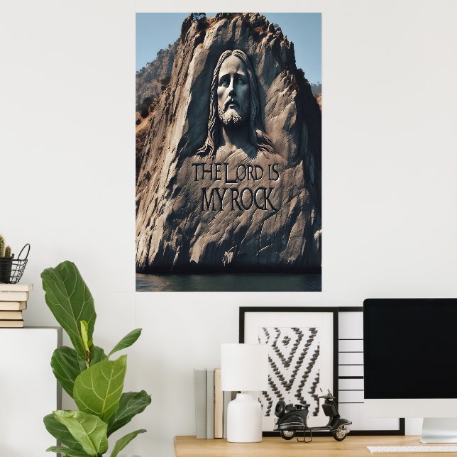 Affiche Statue Divine : Le Seigneur Est Mon Rocher (Bureau à domicile)