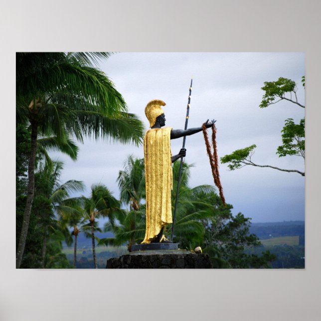 Affiche Statue du roi d'Hawaï Kamehameha, Vue latérale (Devant)