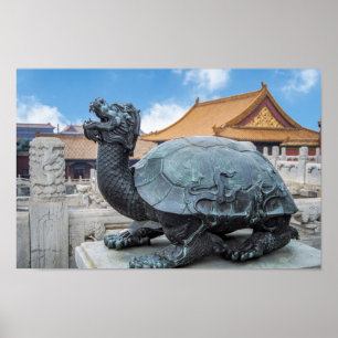 Affiche Statue d'une tortue dans la Cité interdite - Pékin