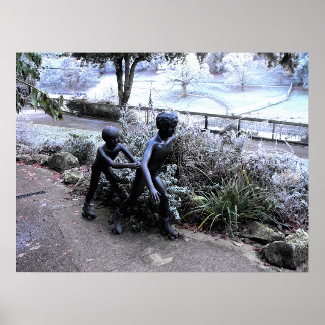 Affiche Statue en bronze des enfants patinage (Devant)