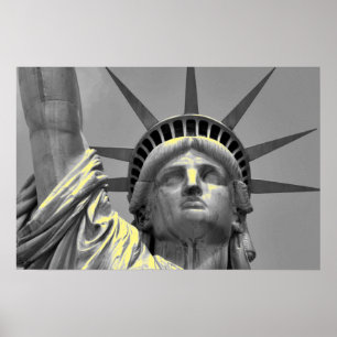 Affiche Statue jaune noir de la Liberté New York