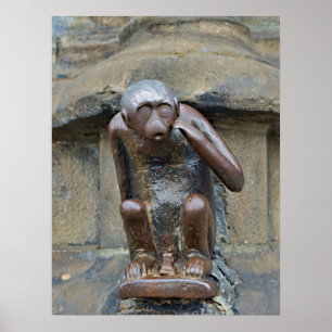 Affiche Statue médiévale du singe sur la Grand Place de Mo