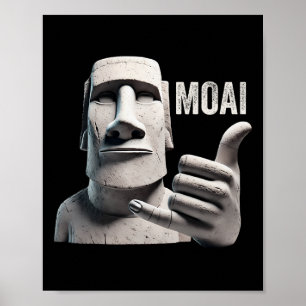 Affiche Statue Moai Shaka, Monolithe Moai, Drôle de Pâques