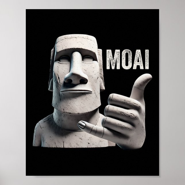 Affiche Statue Moai Shaka, Monolithe Moai, Drôle de Pâques (Devant)