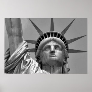 Affiche Statue noire et blanche de Liberty New York