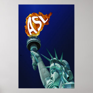 Affiche Statue of Liberty Lights Her Torch for ASL