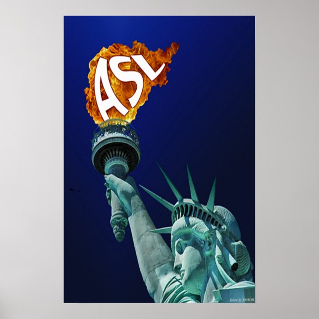Affiche Statue of Liberty Lights Her Torch for ASL (Devant)