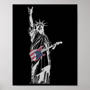 Affiche Statue Rocheuse De La Liberté 4 juillet Guitare
