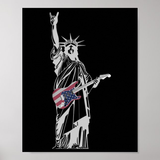 Affiche Statue Rocheuse De La Liberté 4 juillet Guitare (Devant)