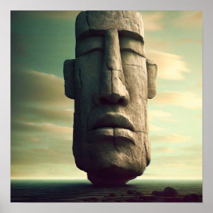 Affiche Statue rocheuse de l'île de Pâques