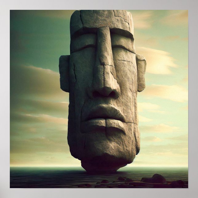 Affiche Statue rocheuse de l'île de Pâques (Devant)
