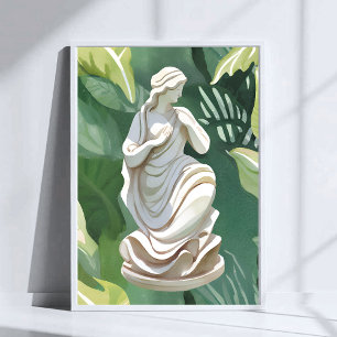 Affiche Statue Romain Peinture botanique à l'aquarelle