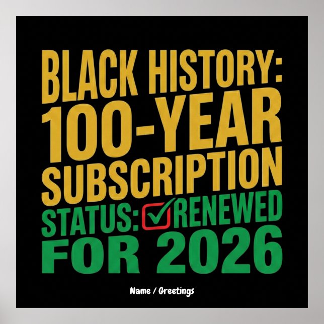 Affiche Statut d'abonnement à l'histoire noire de 100 ans  (Devant)