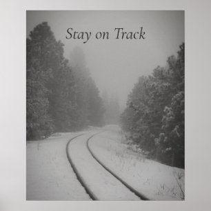Affiche Stay on Track Winter Woods Railroad