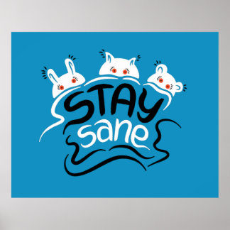 Affiche Stay Sane Funny Madness Typographie
