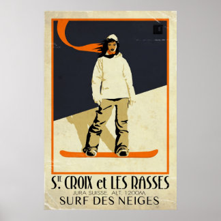 Affiche Ste. Croix et Les Rasses - Effet Vintage