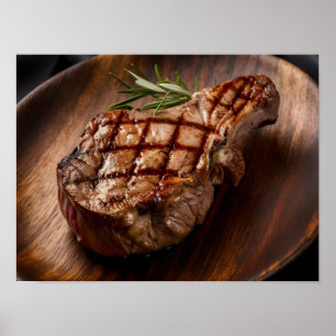 Affiche Steak de boeuf gourmet avec marques de grillade pa