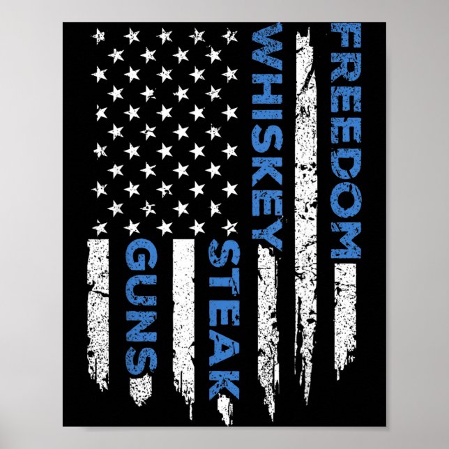 Affiche Steak de la liberté & drapeau américain patriotiqu (Devant)