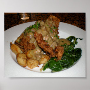 Affiche Steak frits au poulet !