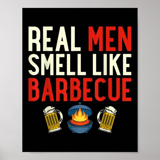 Affiche Steak Grilling Drôle Barbecue Chef Vraiment Homme  (Devant)