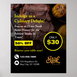 Affiche Steak House, Steak Resto, Restaurant