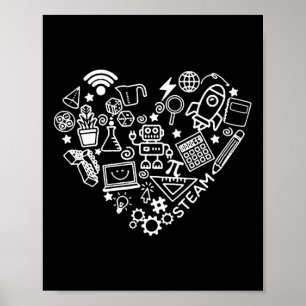 Affiche Steam Heart Shape Stem Enseignant Science Lover By