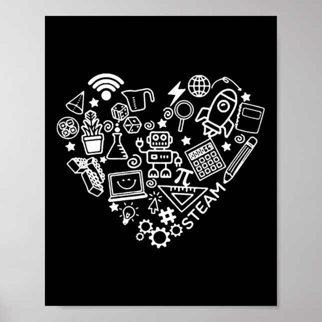 Affiche Steam Heart Shape Stem Enseignant Science Lover By (Devant)