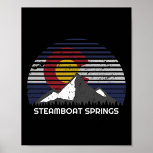 Affiche Steamboat Springs Co X Drapeau du Colorado