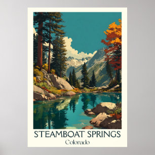Affiche Steamboat Springs Colorado Ski River Art Vintage