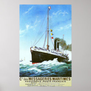 AFFICHE STEAMER MARCHANT FRANÇAIS CLASSIQUE