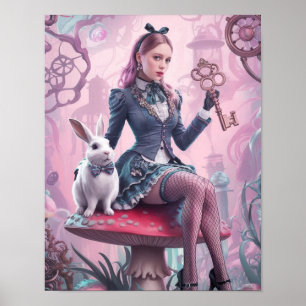 Affiche Steampunk Alice au pays des merveilles