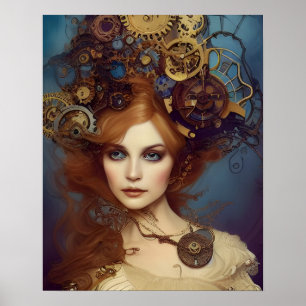 Affiche Steampunk Alice Imaginaire remarquable Portrait