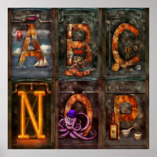 Affiche Steampunk - Alphabet - Alphabet complet