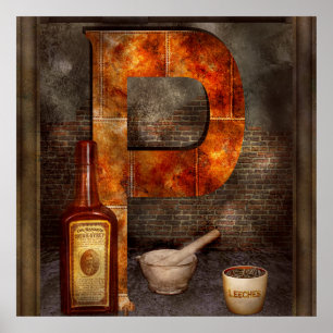 Affiche Steampunk - Alphabet - P est pour la pharmacie