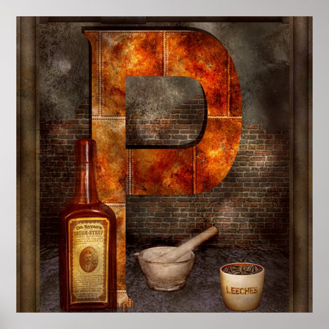 Affiche Steampunk - Alphabet - P est pour la pharmacie (Devant)
