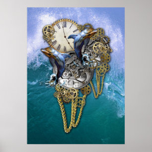 Affiche Steampunk-Art Temps-Paix Sculpture