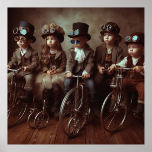 Affiche Steampunk Babies Bicycle Gang 04 V2