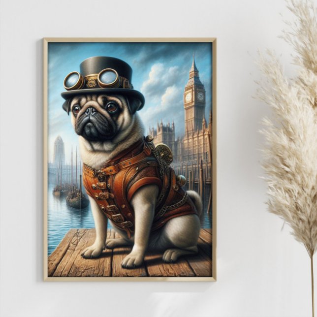 Affiche Steampunk Carlin Surreal Art Old London Docks (Créateur téléchargé)